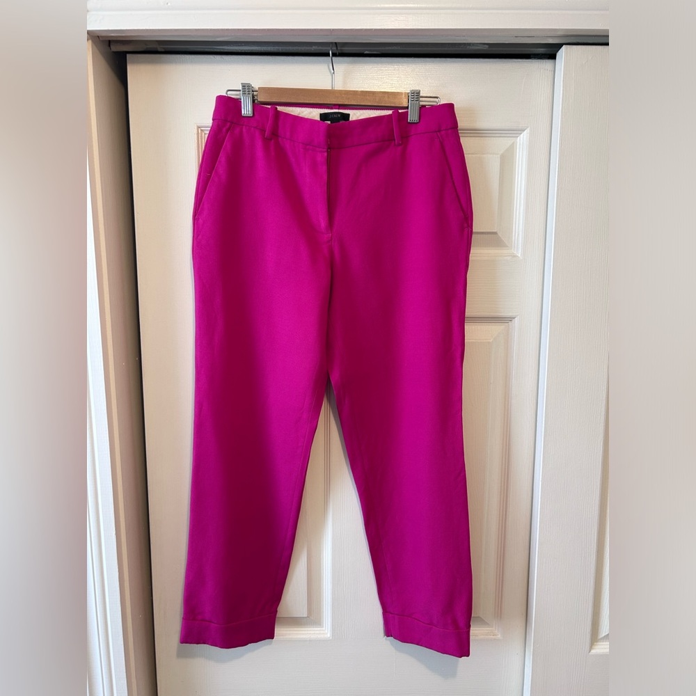 Hot-pink lined wool pants by JCrew